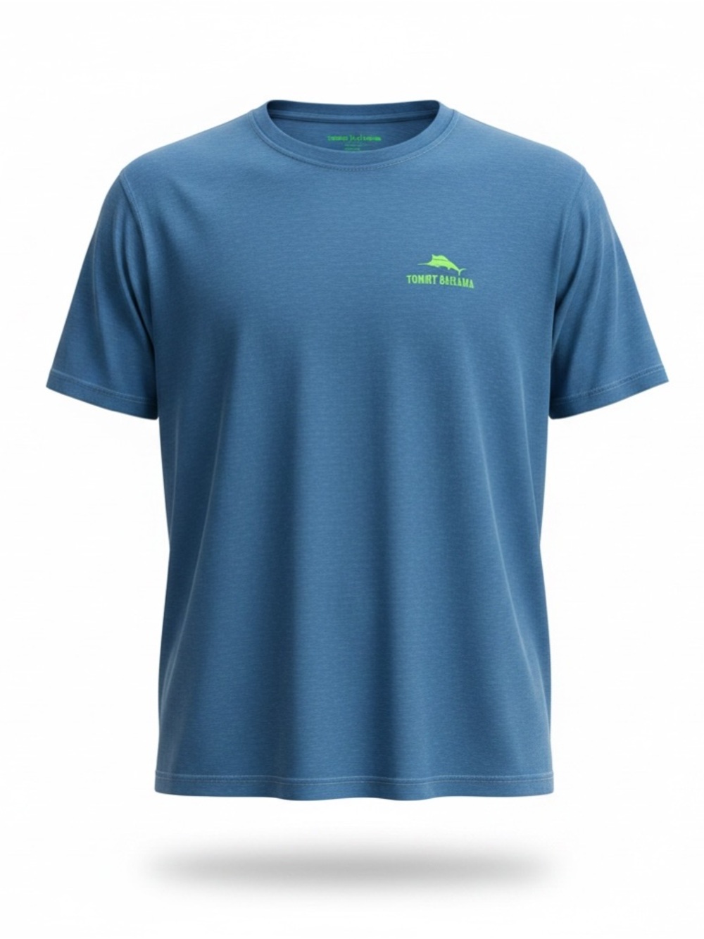 Tommy Bahama Blue Short Sleeve Crewneck Tee with Lime Logo Accent